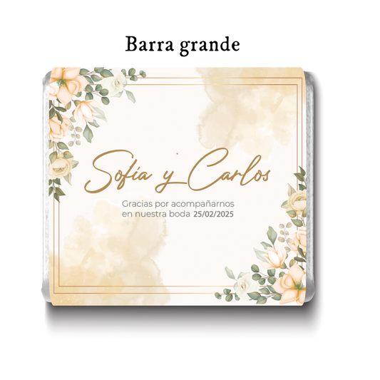 Barra de chocolates diseño personalizado para boda #BO007