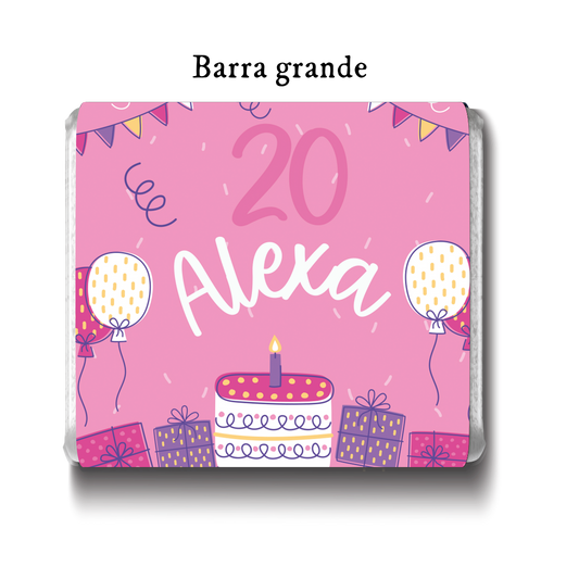 Barra de chocolates diseño personalizado para cumpleaños #CM009