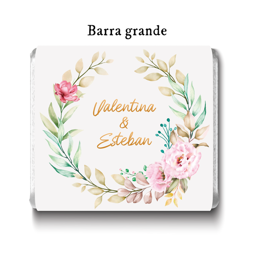 Barra de chocolates diseño personalizado para boda #BO010
