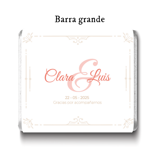Barra de chocolates diseño personalizado para boda #BO009
