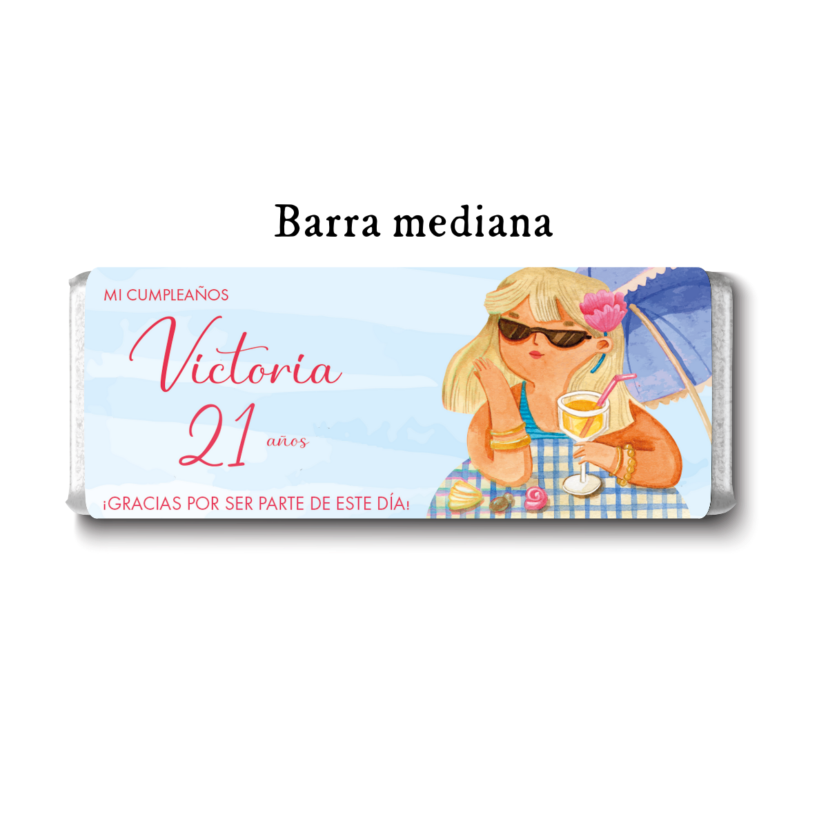 Barra de chocolates diseño personalizado para cumpleaños #CM010