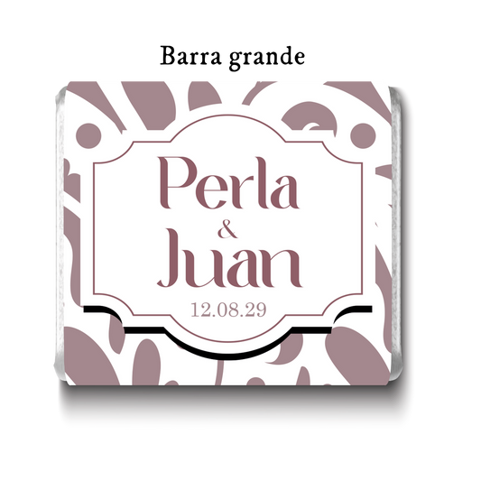 Barra de chocolates diseño personalizado para boda #BO005