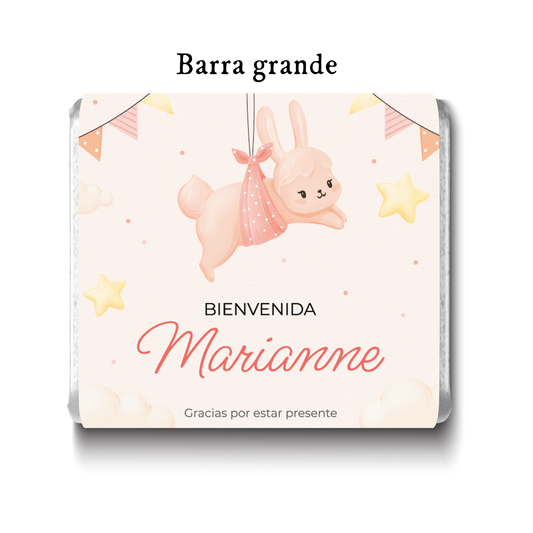 Barra de chocolates diseño personalizado para nacimiento de bebé #NB006